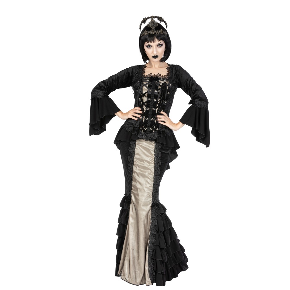 Sinister - 1130 Lange rok - Zwart/Ivoorkleurig